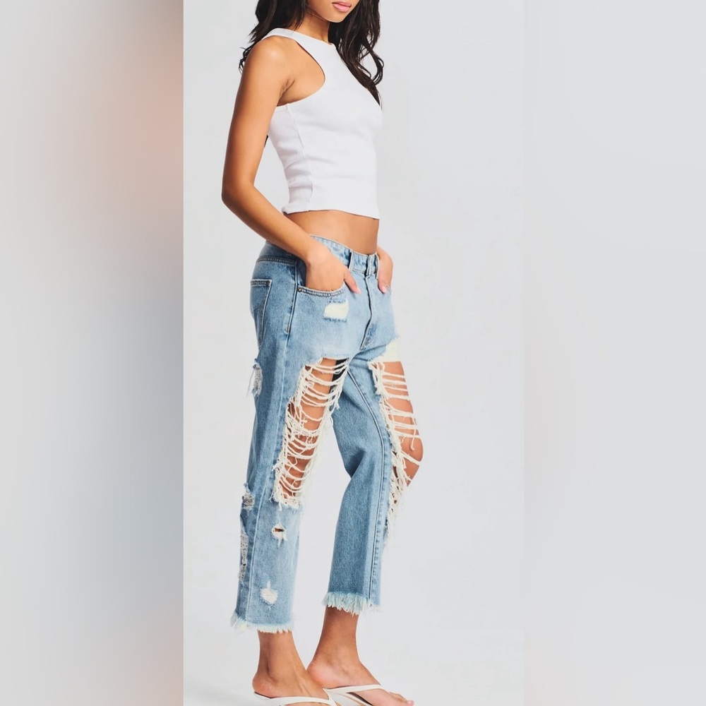 NWT SER.O.YA Omar Drop Crotch Boyfriend jeans size 26/24 coastline - Picture 3 of 16